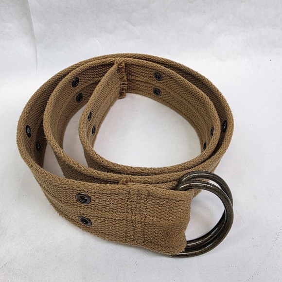 Unbranded Other - Y2K Men's Canvas D-Ring Military Tactical Style Grommet Hole Belt Brown 42" Long